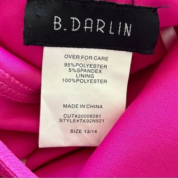B. DARLIN Pink Strap Back Ruffle Hem Mini Dres Women Sz 13/14 - Picture 6 of 7